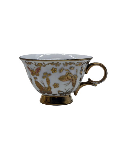 Butterfly Porcelain Tea Cup,Coffee Cup With Gold Rim