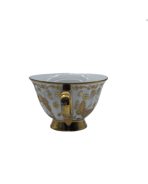 Butterfly Porcelain Tea Cup,Coffee Cup With Gold Rim