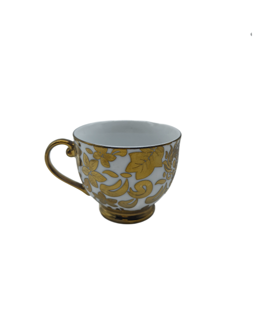 Gold Leaf Porcelain Tea Cup And Saucer Set,Coffee Cup With Gold Rim