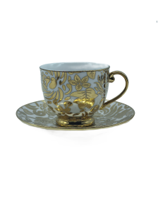 Gold Leaf Porcelain Tea Cup And Saucer Set,Coffee Cup With Gold Rim
