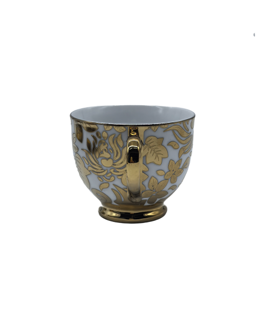 Gold Leaf Porcelain Tea Cup And Saucer Set,Coffee Cup With Gold Rim