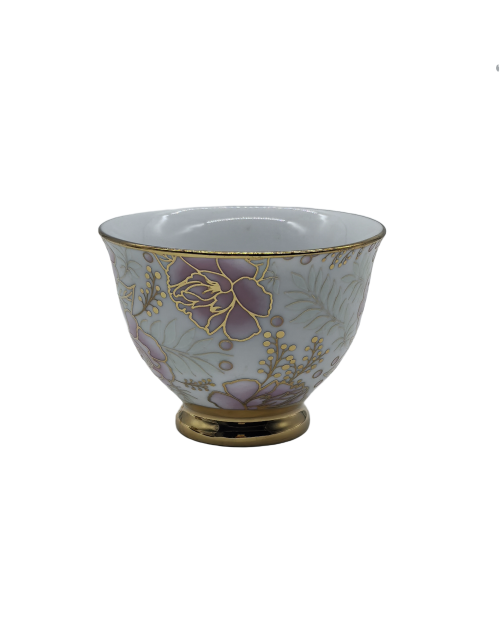 Purple Flower Porcelain Tea Cup,Coffee Cup With Gold Rim