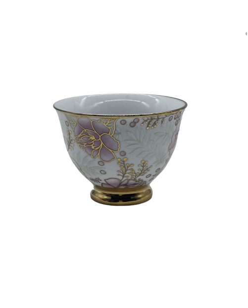 Purple Flower Porcelain Tea Cup,Coffee Cup With Gold Rim