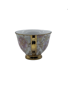Purple Flower Porcelain Tea Cup,Coffee Cup With Gold Rim