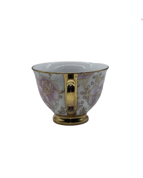 Purple Flower Porcelain Tea Cup,Coffee Cup With Gold Rim