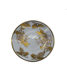 Garden Rose Porcelain Saucer With Gold Rim,Plate For TeaCups