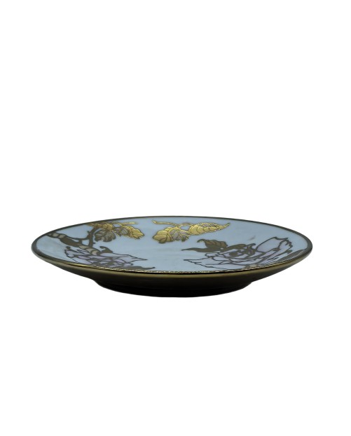 Garden Rose Porcelain Saucer With Gold Rim,Plate For TeaCups