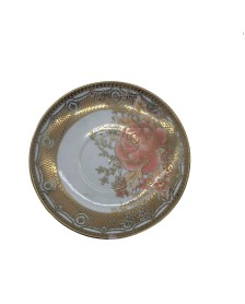 Red Rose Porcelain Saucer With Gold Rim,Plate For TeaCups
