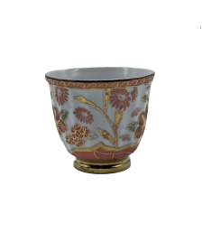 Red Lily Porcelain Tea Cup,Coffee Cup With Gold Rim