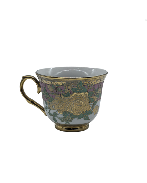 Gold Rose Porcelain Tea Cup,Coffee Cup With Gold Rim