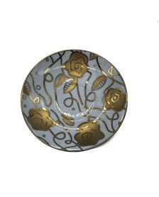 Gold Flora Porcelain Saucer With Gold Rim,Plate For TeaCups