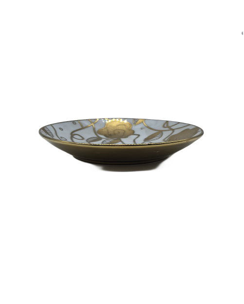 Gold Flora Porcelain Saucer With Gold Rim,Plate For TeaCups