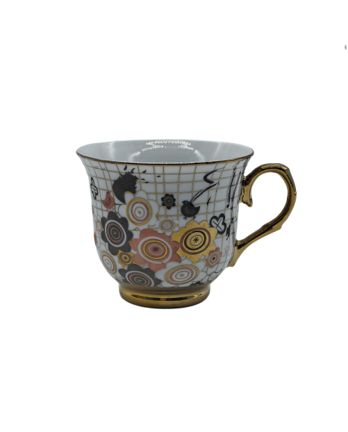 Flower And Chick Porcelain Tea Cup,Coffee Cup With Gold Rim