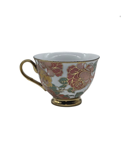 Vintage Flora Porcelain Tea Cup,Coffee Cup With Gold Rim
