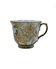 Gold Flora Porcelain Tea Cup,Coffee Cup With Gold Rim