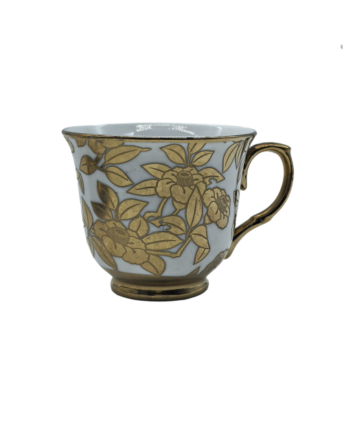Gold Flora Porcelain Tea Cup,Coffee Cup With Gold Rim
