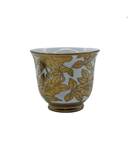 Gold Flora Porcelain Tea Cup,Coffee Cup With Gold Rim