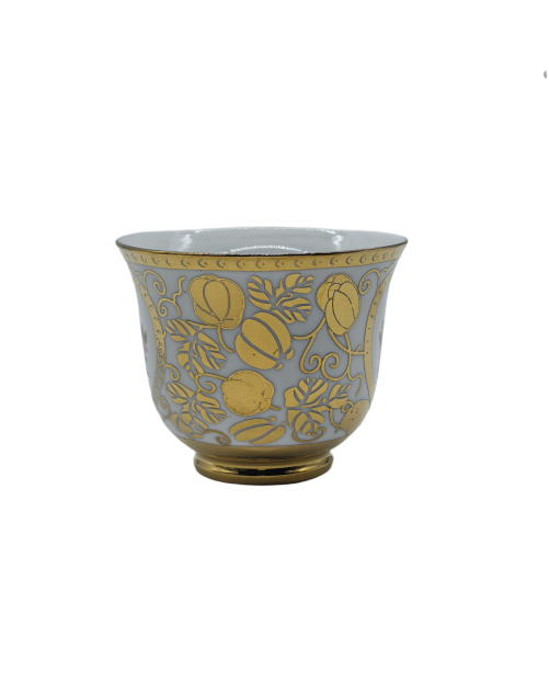 Gold Flower And Blue Line Porcelain Tea Cup And Saucer Set,Coffee Cup With Gold Rim