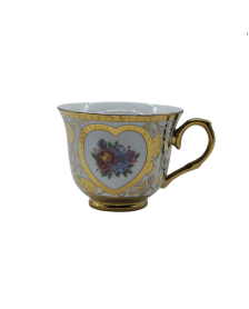 Rose Porcelain Tea Cup With Heart Pattern Design,Coffee Cup With Gold Rim