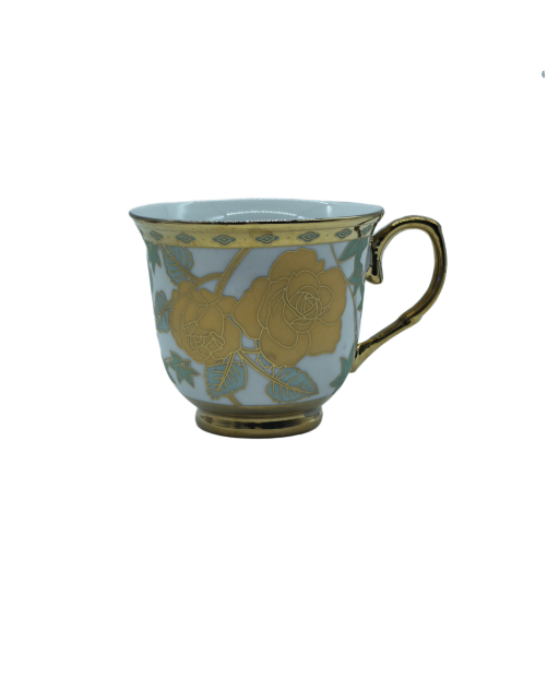 Yellow Rose Porcelain Tea Cup,Coffee Cup With Gold Rim