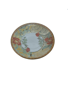 Yellow Porcelain Saucer With Gold Rim,Flora Plate For TeaCups