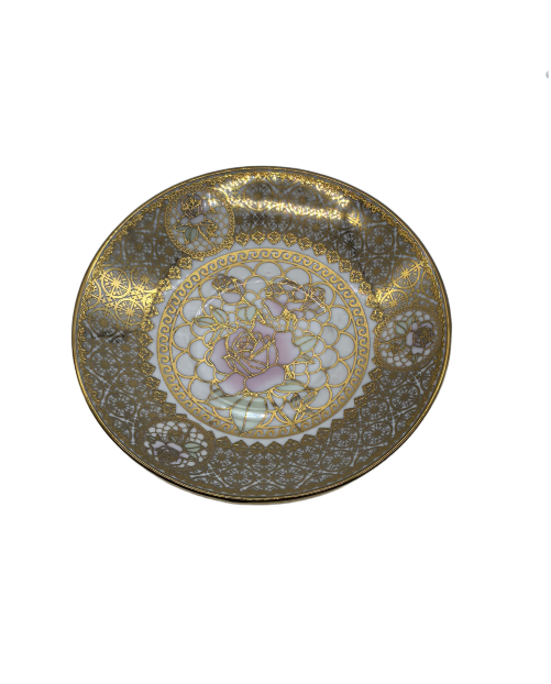 Court Style Porcelain Saucer With Gold Rim,Plate For TeaCups