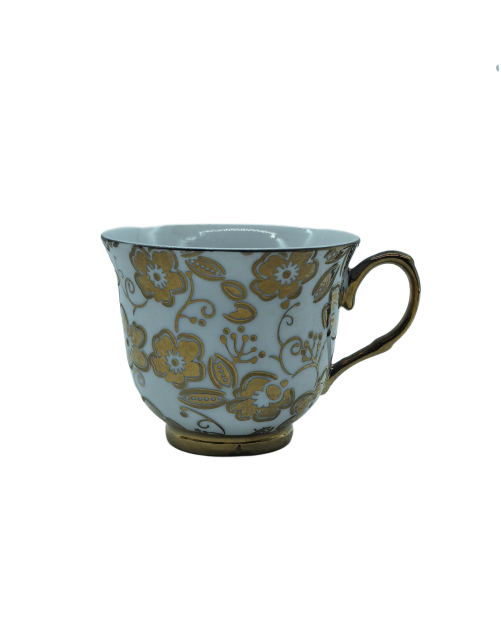 Gold Flower Porcelain Tea Cup,Coffee Cup With Gold Rim