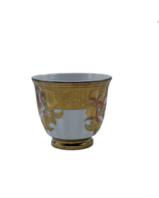 Red And Yellow Flora Porcelain Tea Cup,Coffee Cup With Gold Rim