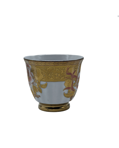 Red And Yellow Flora Porcelain Tea Cup,Coffee Cup With Gold Rim