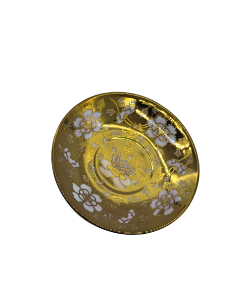 Gold Porcelain Saucer With Pink Lotus Pattern,Plate For TeaCups