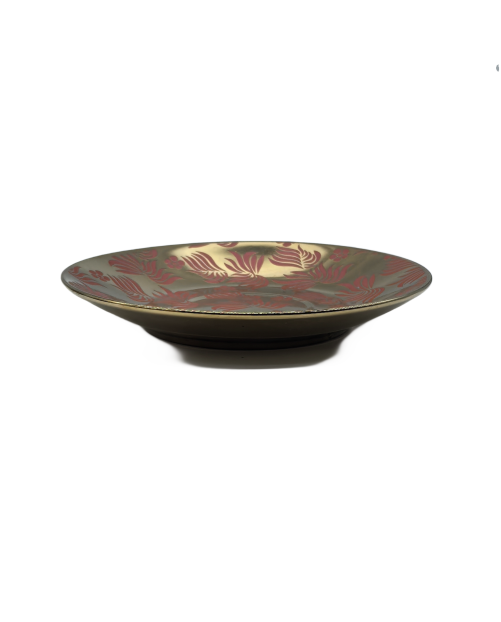 Gold Porcelain Tea Cup And Saucer Set With Red Leaves Pattern,Coffee Cup With Gold Rim