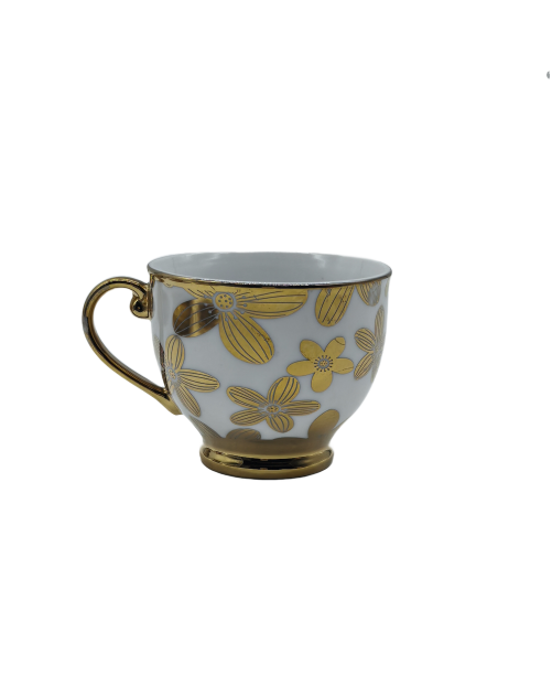 Gold Flower Porcelain Tea Cup,Coffee Cup With Gold Rim
