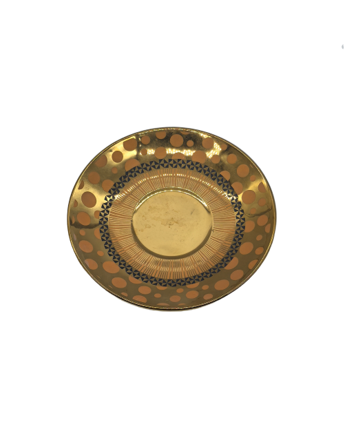 Gold Porcelain Saucer With Orange Dot Pattern,Plate For TeaCups