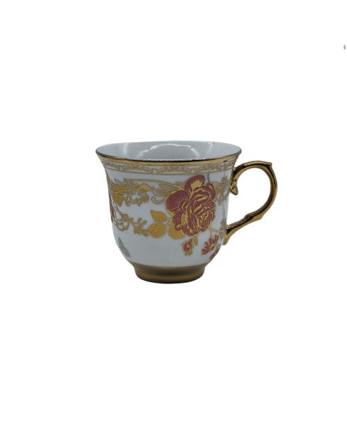 Red Rose Porcelain Tea Cup,Coffee Cup With Gold Rim