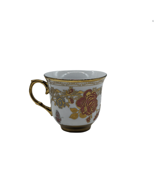 Red Rose Porcelain Tea Cup,Coffee Cup With Gold Rim